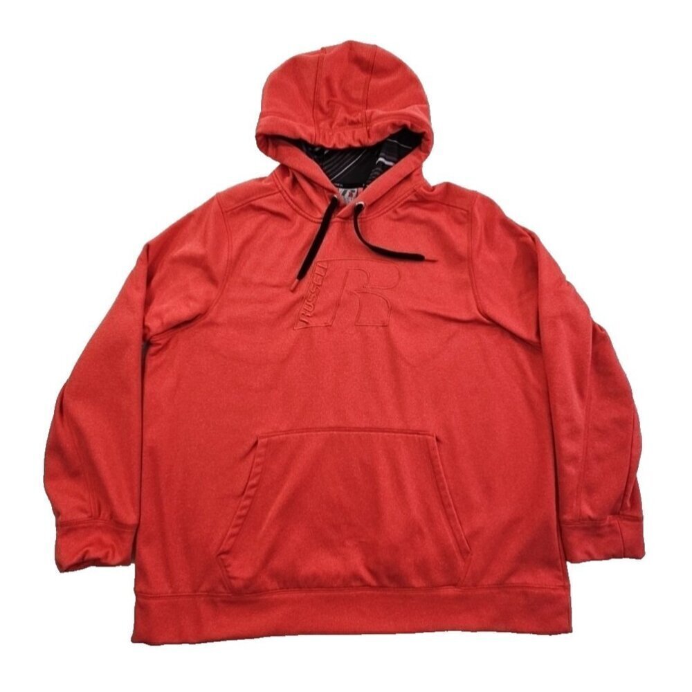 Russell‎ Athletic Wear Embossed Hoodie Men's 2XL Fiery Red Heather EUC